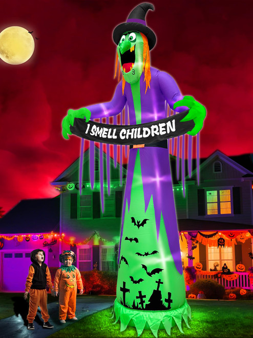 12FT Giant Halloween Inflatables Witch Decorations for Outdoor Garden
