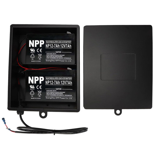 2025 New Upgraded Steel Battery Box with 2 Batteries Kit(12V 7AH Lead-Acid), for 12/24V Driveway Swing Gate Opener, Upgraded ABBT Battery Box Kit (Kit with 2 Batteries)