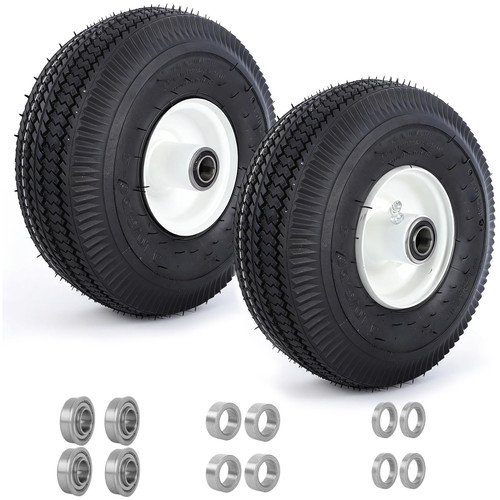 (2 Pack)4.10/3.50-4 Tubeless Lawn Mower Tire and Wheel,New Sawtooth Tread Tubeless Tire,3/4" and 5/8" Bearing, 4-1/4" Centered Hub,Compatible with Toro TimeCutter and Exmark Ouest Z-Turn Mower