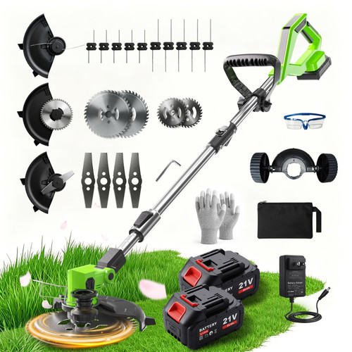 MIBLOB Cordless Weed Wacker with 2 Batteries, 21V Cordless Weed Eater
