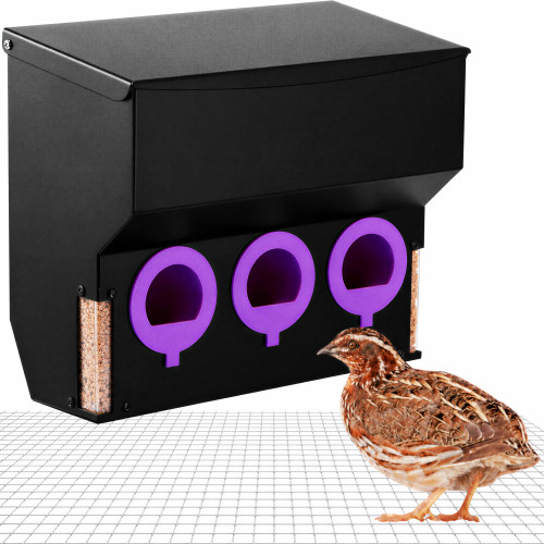 CluckRoots No Waste Quail Feeder, 3 x 1.5'' Ports for Adult Coturnix Quail