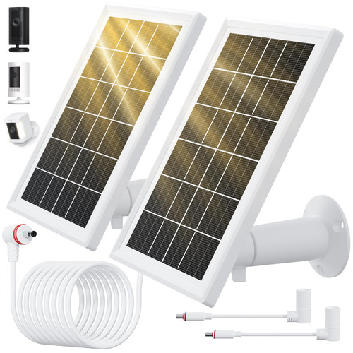 2 Pack Solar Panel for Ring Camera, Upgrade 5W Ring Camera Solar Panel