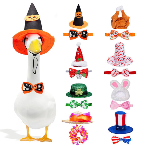8 Set Holiday Porch Goose Outfits for 17/19/23 Inch Plastic Lawn Goose