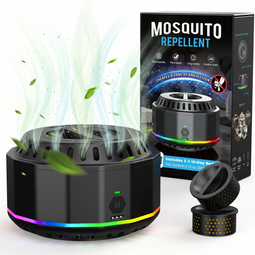 tenerolike DEET-Free Electronic Mosquito Repellent Outdoor Patio (Black 2)