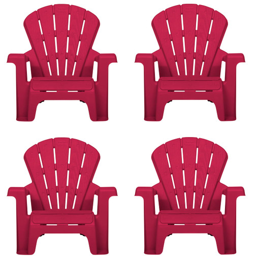 Little Tikes Kids Garden Chair 4 Pack in Red, Outdoor Toddler Activity Adirondack Chairs for Picnic, Garden, Patio, Backyard & Beach, Outdoor Chair Set