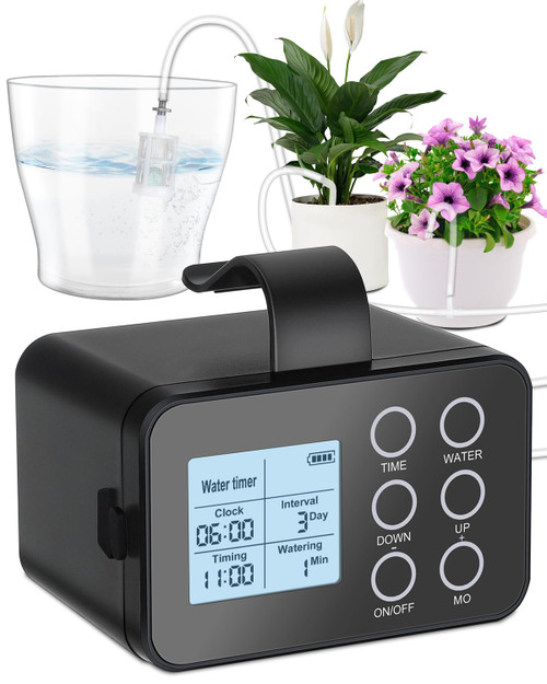 Automatic Plant Waterer Indoor with Timer, Easy Programming, Large Display