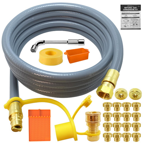 5249 Natural Gas Conversion Kit for Blackstone Grill 28" 36" Griddle,for Blackstone Natural Gas Conversion Kit w/10 FT Natural Gas Hose,Silicone Grill Tool Mat,Grease Cup Liner,3/8" Quick Connect Etc.