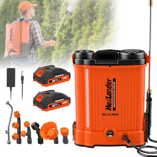 Maxlander 4.2 Gal Battery Powered Backpack Sprayer with 2 x 2.0Ah Battery