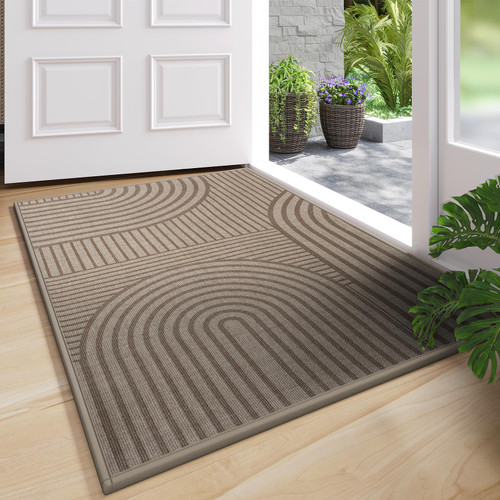 QiCaiJia Door Mat Indoor Entrance Front Entry Mats,31''x47'',Brown