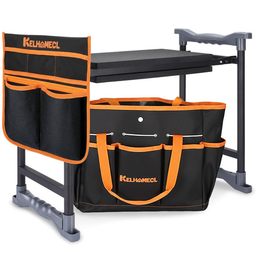 KELHOMECL Garden Kneeler and Seat, Extra Wide Thick EVA Pad, Heavy Duty Foldable Garden Bench Holds 350lbs, Ergonomic Kneeling Stool with Garden Tool Pouches, Gardening Gifts for Women, Men & Seniors