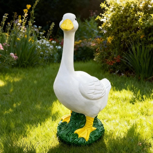 20″ Large Porch Goose Statue - Cute Resin Sculpture, Outdoor Garden Décor