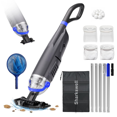 Sharkswell (2026 Upgraded) Cordless Pool Vacuum with Telescopic Pole