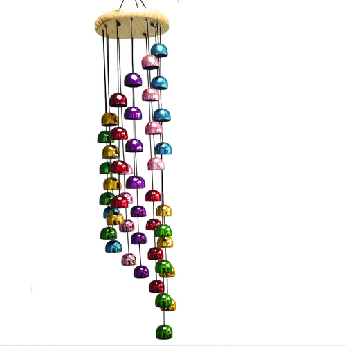 Colorful Copper Wind Chime 30" Handcrafted Metal & Wood Bell Chimes Outdoor Garden Decor for Patio Porch Father Mother’s Day by LITIALLY