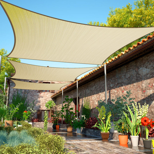 ShadeMart 10' x 16' Beige Rectangle Shade Sail for Backyard