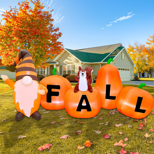 7FT Fall Inflatables Outdoor Decorations Blow Up Pumpkin with Built-in LEDs