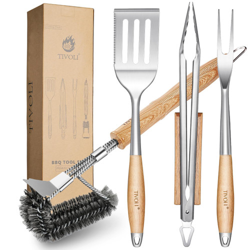 TIVOLI 4PCS Grilling Accessories Set - Heavy Duty BBQ Tool Set