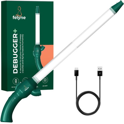 Bug Catcher Vacuum for Spiders & Insects with Blow Release Mechanism, Strong Suction, Long Nozzle, Rechargeable, Built-in Flashlight, Humane Bug Sucker for Indoor & Garden by Felyne
