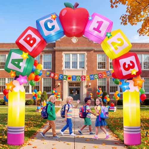 ZeahVeyora 10 FT Back to School Inflatable Arch with Built-in LED Lights