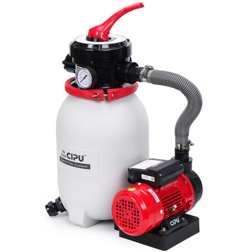 CIPU 10-inch Sand Filter Pump System for Above Ground Pools, 0.25HP 115V Pool Sand Filter with 4-Way Valve