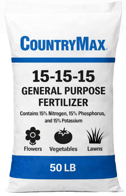 CountryMax 50LB 15-15-15 All Purpose Fertilizer, Balanced Plant Nutrition