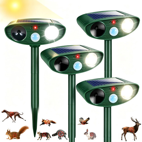 Solar Ultrasonic Animal Repellent Animal Deterrent Devices Outdoor 4Pack