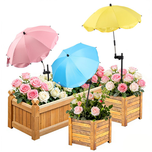 3 Pack Plant Umbrellas for Outdoor Plants, 24" Larger Flower Umbrella with Continuously Adjustable Height & Angle, Shade for Plants, 54" Higher Plant Umbrella for Potted Plants, Flowers, Garden Beds