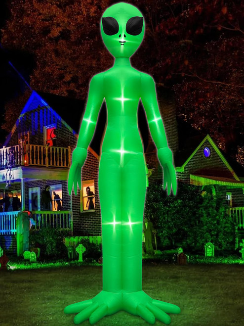 14 Ft Giant Halloween Inflatable Alien Decoration with Built-in LEDs