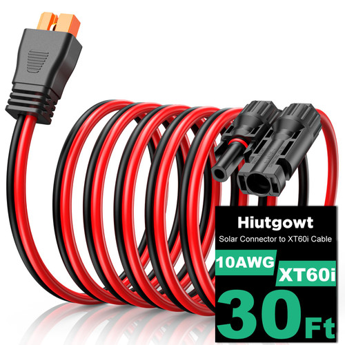 Hiutgowt 10AWG XT60i Solar Cable 30FT, Solar to XT60i Cable 3 10 15 20 25 40 50FT, Solar Panel Connector to XT60i Adapter Cable, XT60i Solar Charging Cable for Portable Power Station