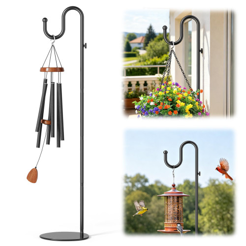 74" Shepherds Hook Stand: Hanging Bird Feeders, Wind Chimes, Plants