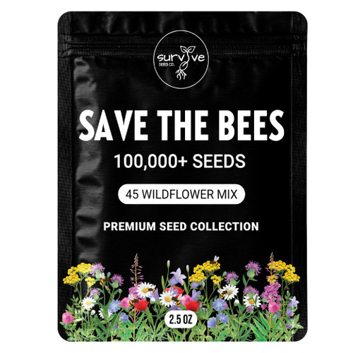 Package of 100,000 Wildflower Seeds - Save The Bees Wild Flower Seeds Collection - 45 Varieties of Pure Non-GMO Flower Seeds for Planting Including Milkweed, Poppy, and Lupine