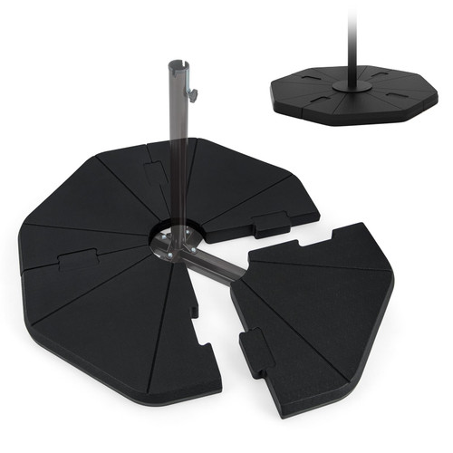 Tangkula 4-Piece Patio Umbrella Base, 208 lbs Heavy Duty Offset Cantilever Umbrella Stand, Water & Sand Fillable Hexagonal Base Plate Set for Garden Yard Poolside (Cross Base Not Included)