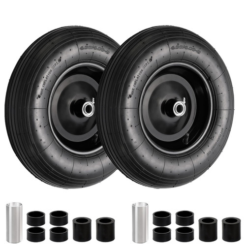 RRQ 4.80/4.00-8 Tire and Wheel, 16" Pneumatic Wheelbarrow Tires, 2 Pack