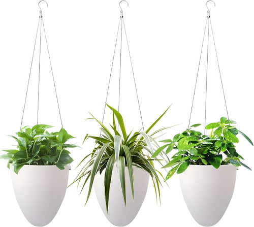 Self-Watering Hanging Planter Pot, Indoor Outdoor Plants, 6 Inch, 3 Pack