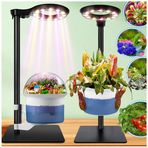 Large Venus Fly Trap Terrarium Pot with Plant Grow Light,Timer&Metal Stand