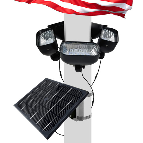 Solar Flag Pole Light for 15-40ft Flagpole, 5 Super-Spotlights | 12000 MAH, Adjustable Clamps Fits 2-6'' Diameter Inground Flag Poles Coverage, Light Up American Flag Outdoor from Dusk to Dawn