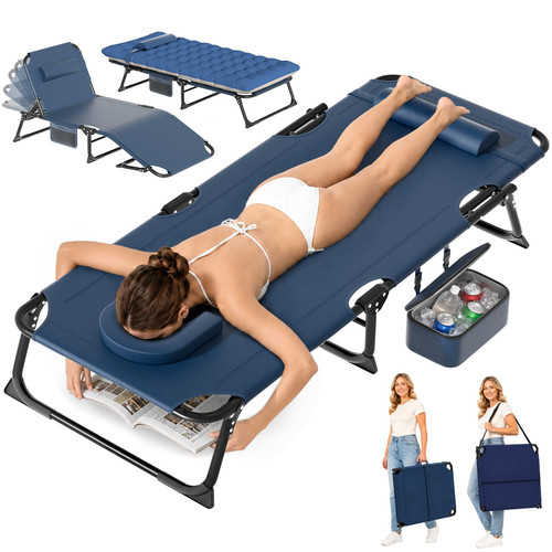 ZENPETIO Tanning Chair with Face Hole, 5-Position Folding Lounge Chairs