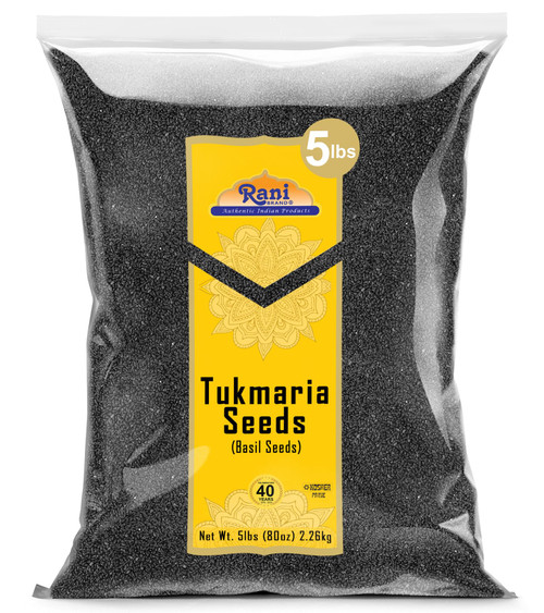 Rani Tukmaria (Holy Basil Seeds) 80oz (5lbs) 2.27kg Used for Falooda / Sabja Dessert, Spice & Ayurveda Herbal ~ All Natural | Gluten Friendly | NON-GMO | Kosher | Vegan | Indian Origin