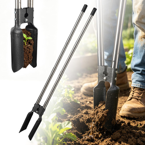 Post Hole Digger Manual with Stainless Steel Handle, 57" Fence Post Digger with Carbon Steel Blades, Plant Hole Digging Tool, Garden Hole Digger, Trench Digger for Fences,Mailboxes, Plants & Soil