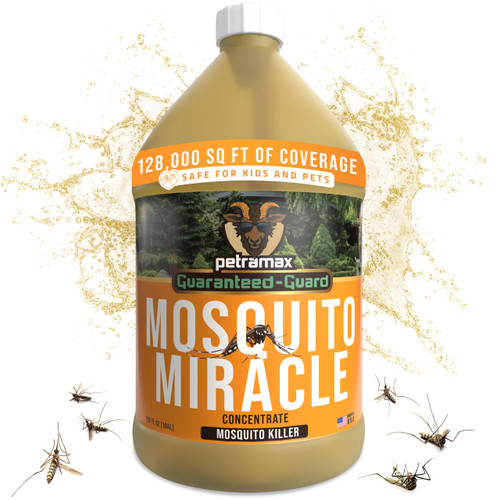 PetraMax Miracle Outdoor Mosquito Spray for Yard Pet Safe Concentrate 1 Gal (Makes up to 32 Gallons) - Mosquito Fogger Liquid Concentrate Tested to Kill - Fogger Machine Spray Lawn Treatment for Pests