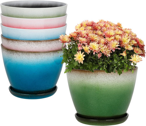 Worth 8 in. Small Plant Pots, Plastic Round 8" Flower Pots Set of 6
