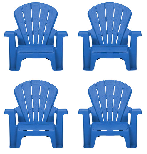 Little Tikes Kids Garden Chair 4 Pack in Blue, Outdoor Toddler Activity Adirondack Chairs for Picnic, Garden, Patio, Backyard & Beach, Outdoor Chair Set