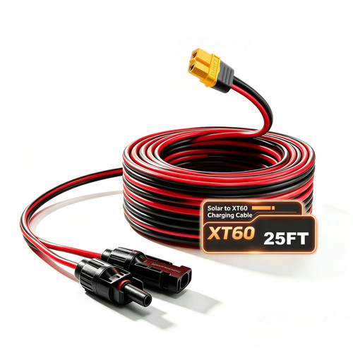 XT60 Adapter to Solar Connector Charging Cable 25FT 12AWG Extension Cable