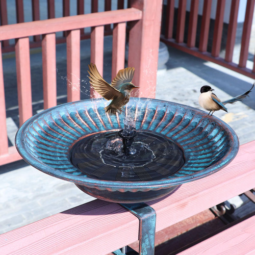Solar Bird Bath,Deck Bird Bath with Solar Fountain,Deck Mounted Bird Bath
