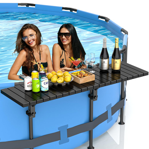 BoYata Pool Bar for Above Ground Pools, 49.4×9.6" Large Galvanized Table