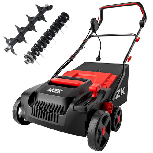 MZK Lawn Dethatcher Electric Scarifier with Bag,15In(RED)