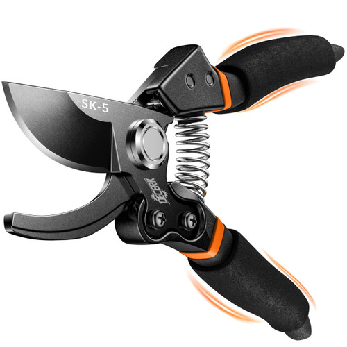 DECERK® Bypass Pruning Shears for Arthritic Hands, 5mm Cushioned Foam Grips