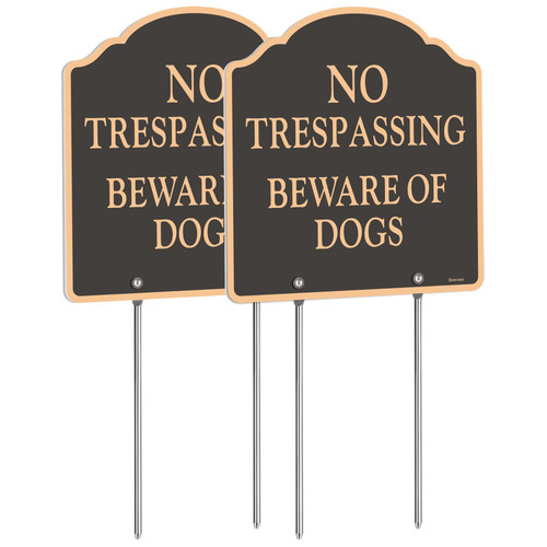 Doninex 2 Pack Large No Trespassing Beware of Dog Sign with Stake