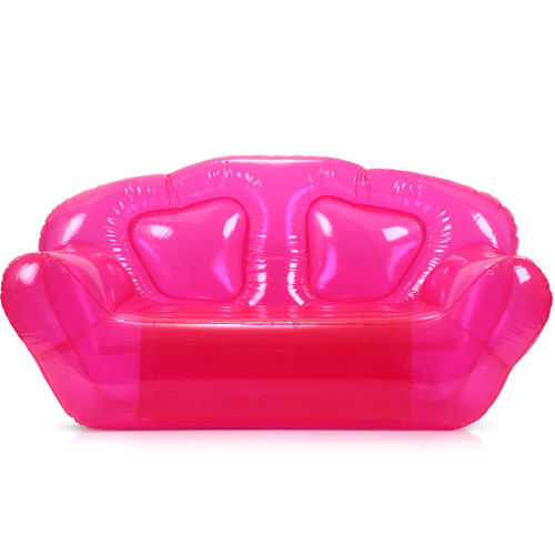 Kigley Inflatable Sofa Transparent Air Couch, Double Seat, Pink