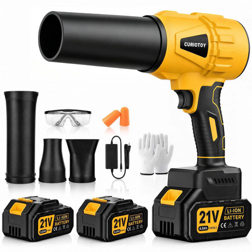 Cordless Leaf Blower, 800,000 RPM Electric Handheld Blower with 2 x 4.0Ah Batteries & Charger, Adjustable Speed, Lightweight Turbo Jet Blower with 3 Extended Nozzle for Lawn Care,Patio,Leaves,Dust,Car