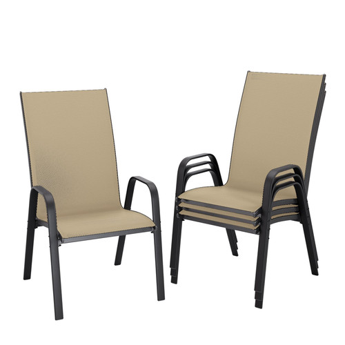 JEAREY Patio Dining Chairs Set of 4, Stackable Outdoor Chairs, Beige